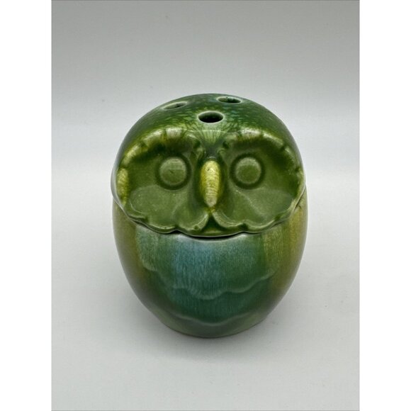 Vintage MCM Japan Ceramic Green Blue Owl Incense Fairy Light Mini Candle Holder - Picture 1 of 10